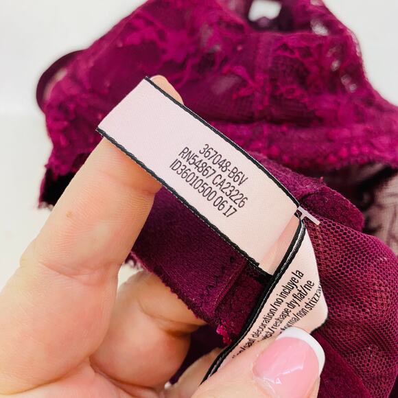 Victoria Secret Bra 34DD Dream Angels Push Up without padding burgundy wine 34E - Picture 5 of 6